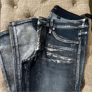 Bebe Silver Coated Blue Skinny Jeans